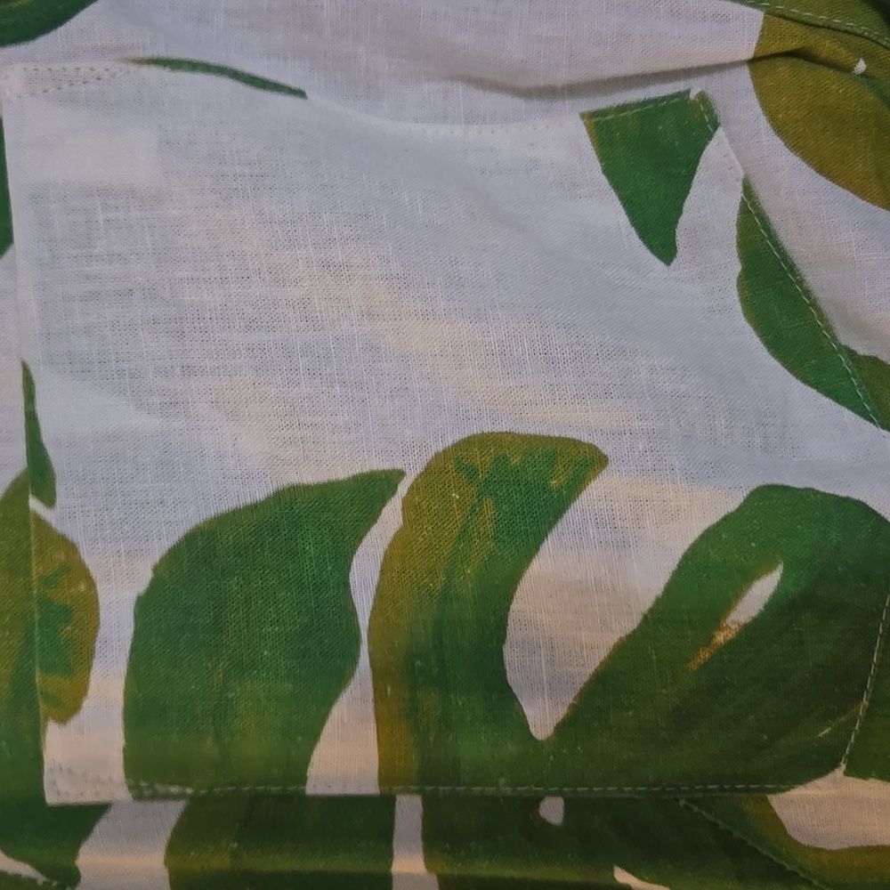 Farm Rio Green Leaf Print Button-Up Linen Romper Small - Picture 3 of 3